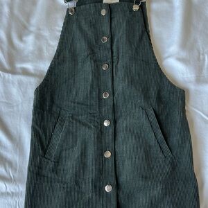 Stylish Green Corduroy Mini Dress